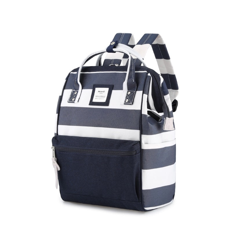 Black and white striped diaper bag backpack best sale